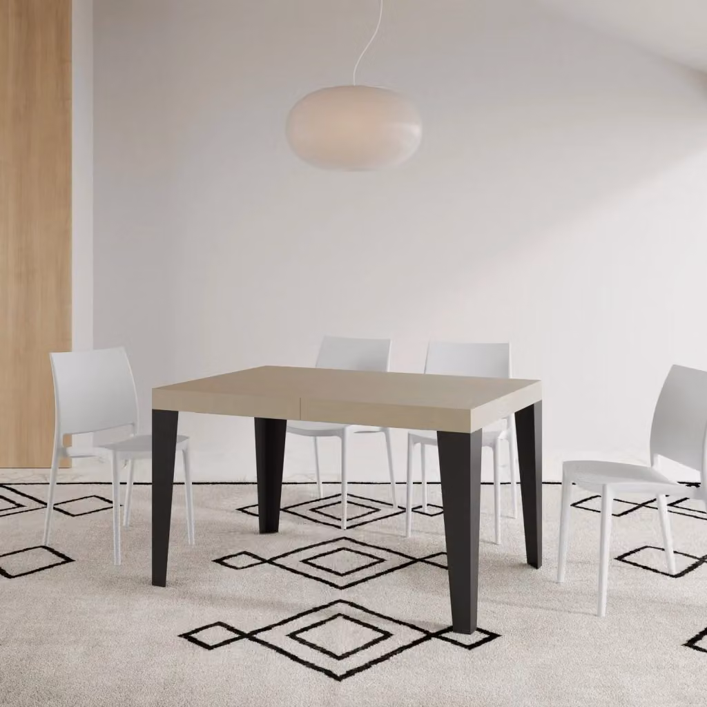 Tavolo Allungabile Moderno GIORDANOSHOP Flame Cashmere con Telaio Antracite L/P/H: 140-244 x 90 x 77 cm – 2