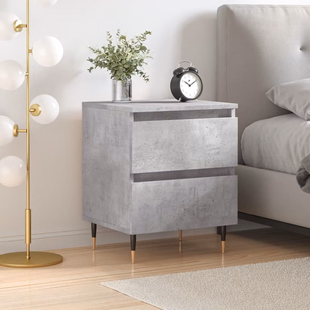 Comodino moderno vidaXL in legno e metallo, colore grigio, sospeso a parete, L 40 cm x P 35 cm x H 50 cm