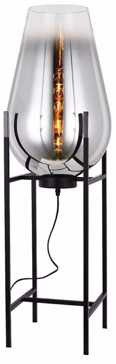 Casa Padrino lampada da terra argento / nero 30 x 30 x h. 97 cm - Lampada da terra in metallo con paralume in vetro - Lampade da terra - Luci - Interni