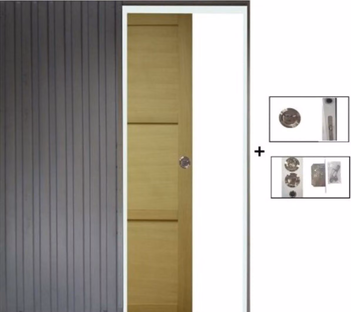 Porta scorrevole in legno Ayous 3 pannelli H204 x L83 cm, incasso GD MENUISERIES