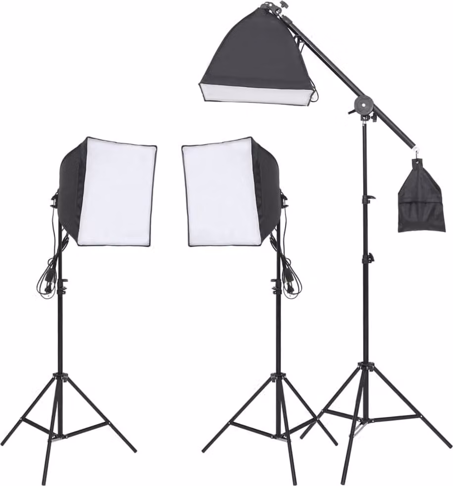 Kit per Studio Fotografico con Set di Luci e Fondale