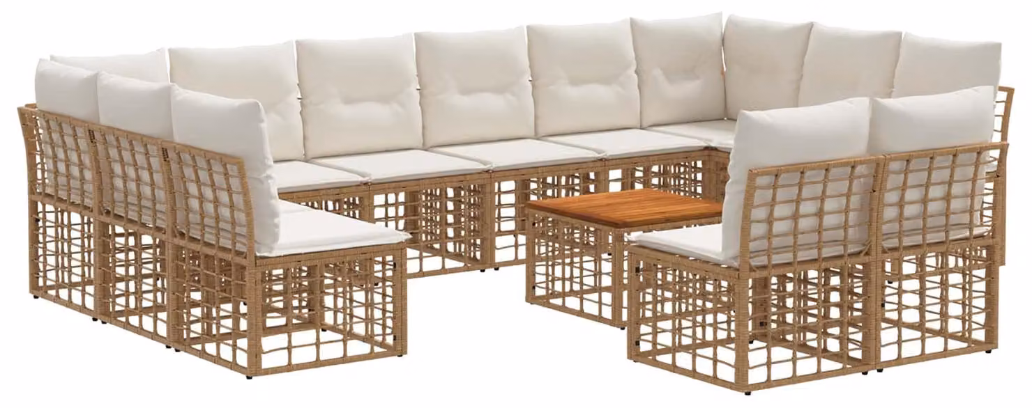 Set di divani da esterno 13 pcs Naturale e Bianco Crema