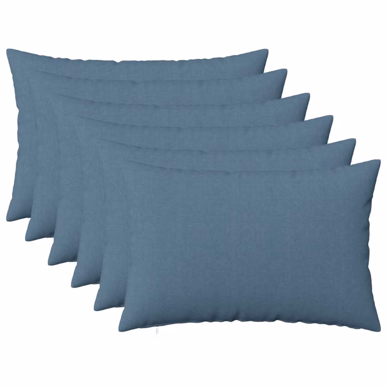 Set di 6 federe vidaXL HEERLEN blu jeans, L 50 cm x P 70 cm, in tessuto lavabile