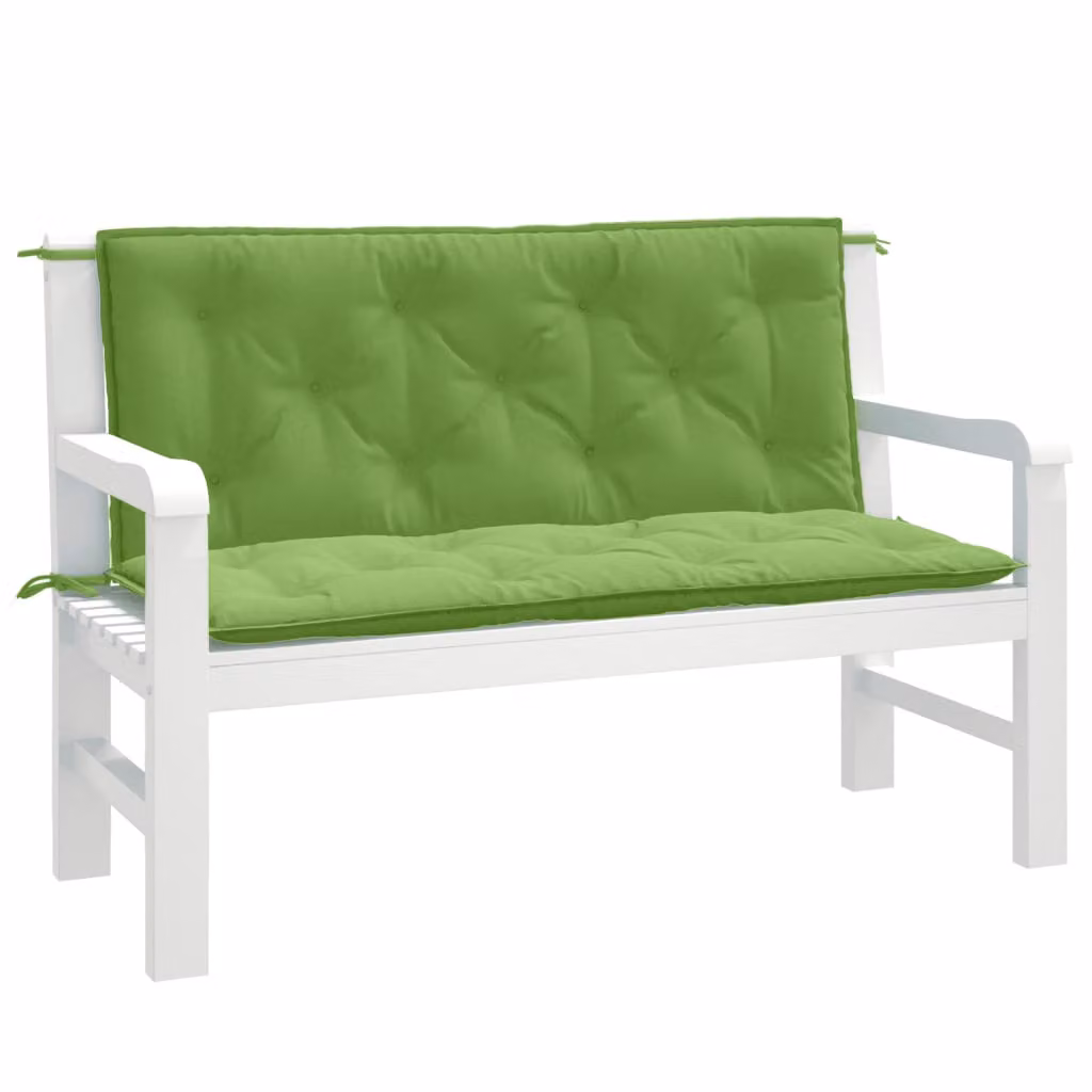 Set di 2 cuscini per panca da giardino vidaXL in tessuto resistente ai raggi UV, colore verde, L 120 cm x P 50 cm x H 7 cm