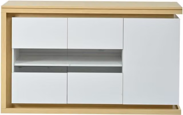 Madia moderna Aosom in bianco lucido con illuminazione integrata e ante in vetro