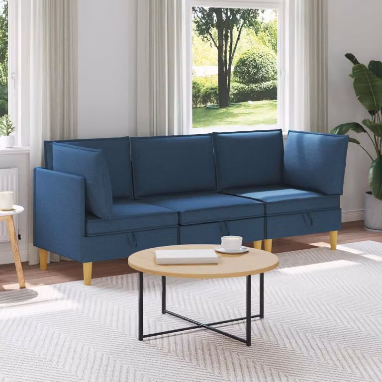 Set di divani modulari vidaXL in tessuto blu con spazio di archiviazione, design moderno a L per il tuo soggiorno
