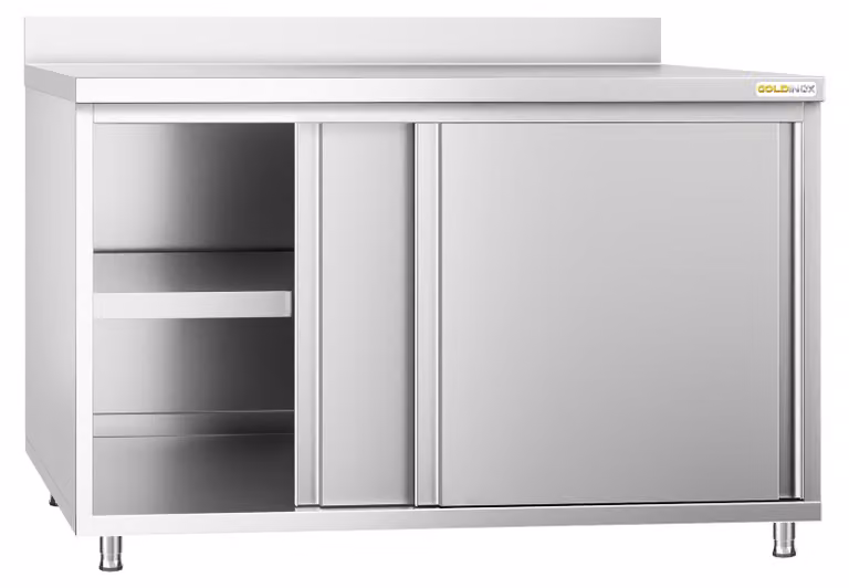 Mobile basso in acciaio inossidabile, dimensioni 1400x700 mm, modello PREMIUM - GOLDINOX