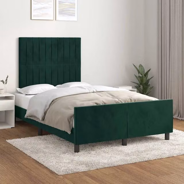 Giroletto vidaXL in Velluto Verde Scuro con Struttura in Legno e Doghe, L/P/H: 120 x 200 cm
