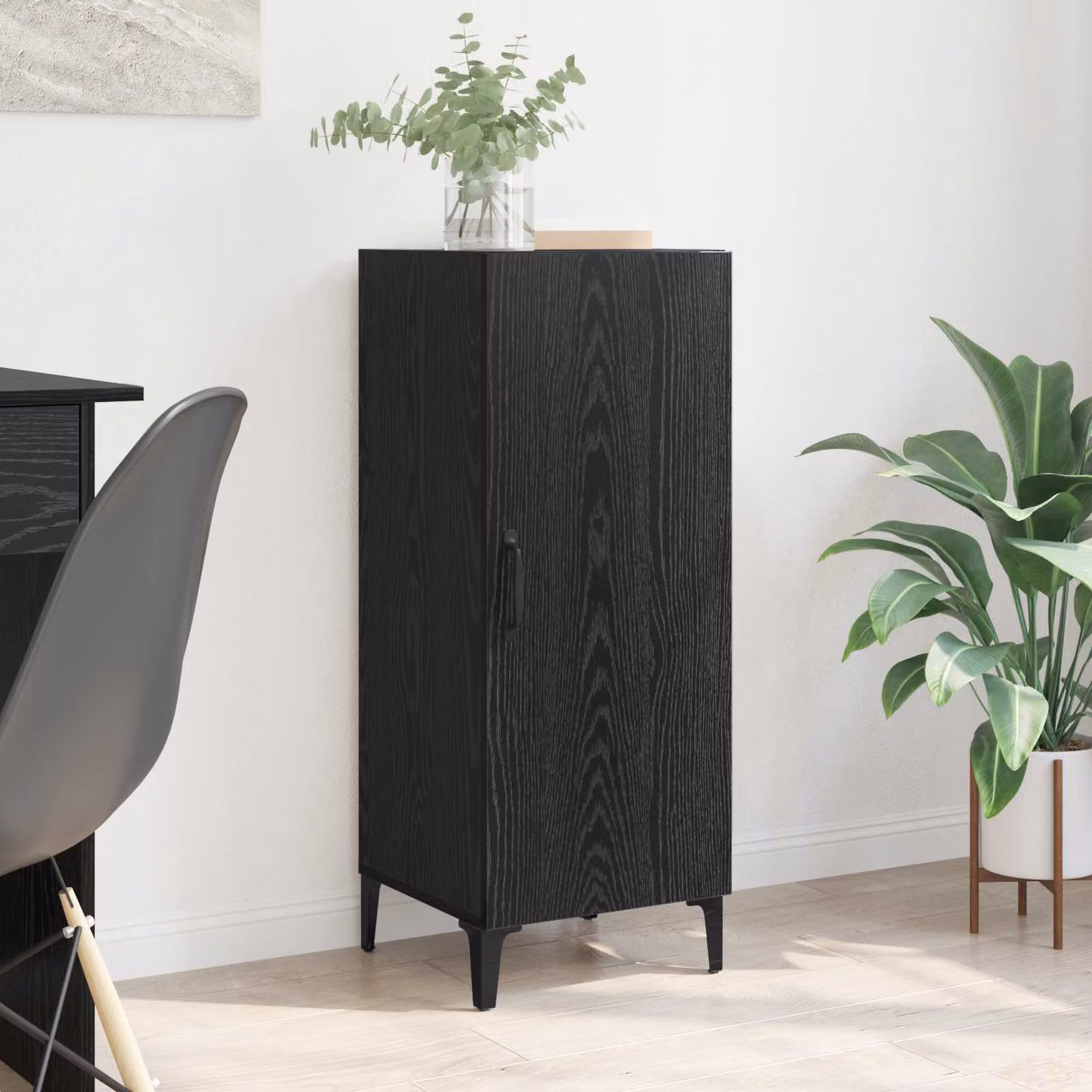 Credenza moderna vidaXL in legno MDF nero per soggiorno e sala da pranzo L/P/H: 34,5 x 34 x 90 cm