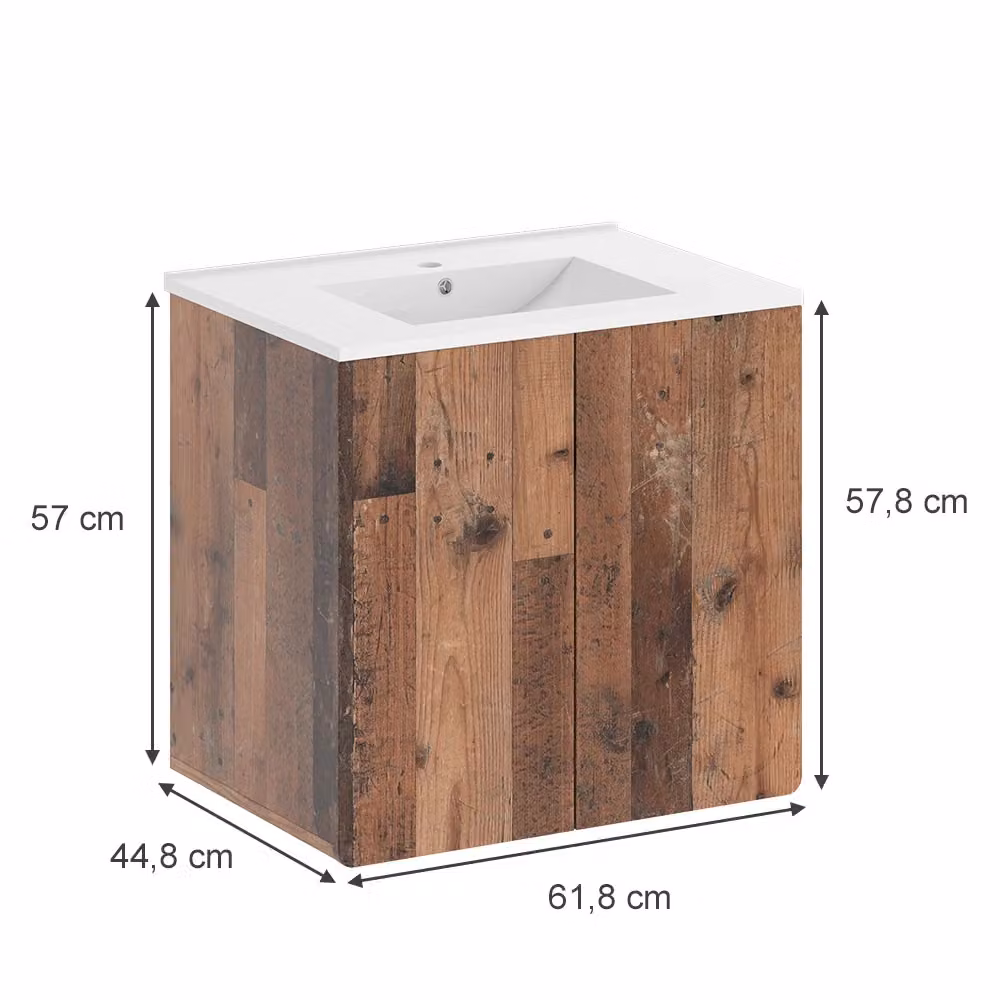 Set di mobili da bagno Vicco Izan Oldstyle 2 pezzi in legno e ceramica marrone, L: 61.8 cm, P: 44.8 cm, H: 57.0 cm – 2