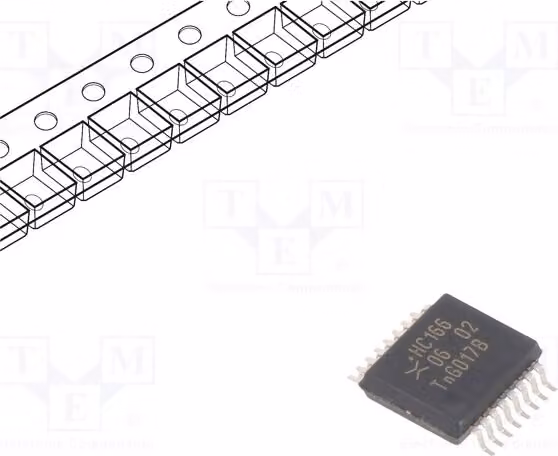 1x Chip SMD, tipo SSOP16, da 2 a 6 VDC, temperatura di esercizio da -40 a 125 °C, modello 74HC166DB.118, registro a scorrimento