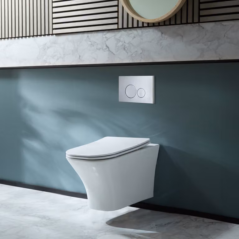 Sanitario WC Moderno Sospeso con Sedile a Chiusura Ammortizzata - Bianco