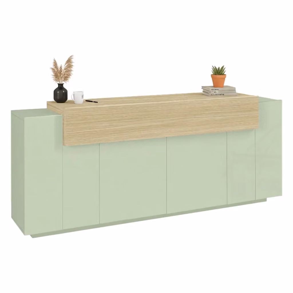 Madia Pulfero DMORA con 3 ripiani, credenza moderna in legno e metallo, Verde, L: 200 cm, P: 45 cm, H: 85.5 cm – 2