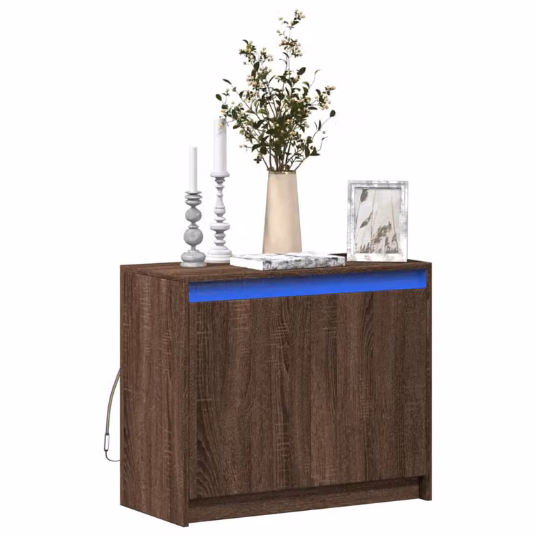 Credenza moderna vidaXL con illuminazione LED in legno rovere marrone L: 72 cm, P: 34 cm, H: 61 cm