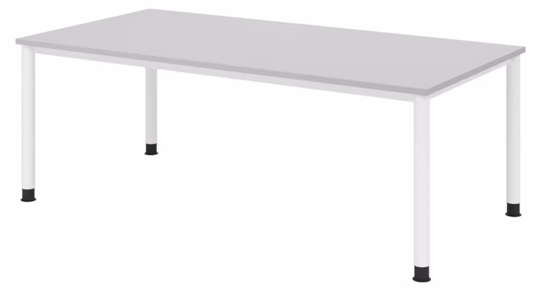 Scrivania bümö Serie H - Finitura: grigio, Dimensioni: 200 x 100 cm, Struttura: bianco