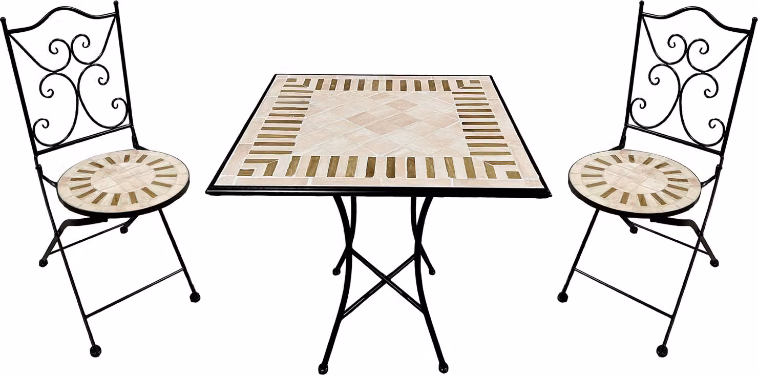 AXI Camilla Set Bistrot da Balcone, 2 Sedie 1 Tavolo, Set Bistrò Veranda Mosaico Beige Toscana - Set Bistro da Giardino, Tavolo Bistro per Giardino/Balcone/Terrazza