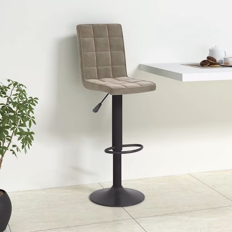 Sgabello da bar vidaXL in velluto grigio con struttura in metallo moderno