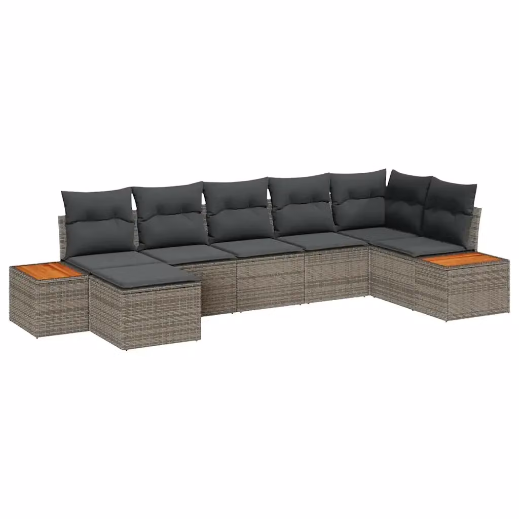 vidaXL Set Divano da Giardino 8 Pezzi Grigio con Cuscini e Struttura in Metallo e Legno di Acacia – 2