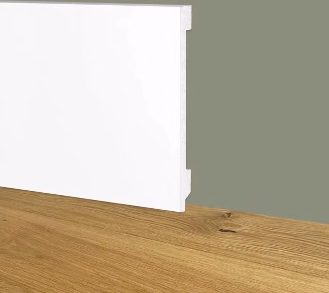 Battiscopa passacavo squadrato ETERNAL PARQUET in polimeri bianco L: 10 cm, H: 1,5 cm, L: 200 cm