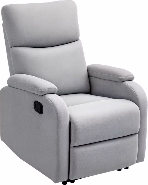 Poltrona relax reclinabile manuale a 60° in tessuto grigio con poggiapiedi imbottita per casa e soggiorno