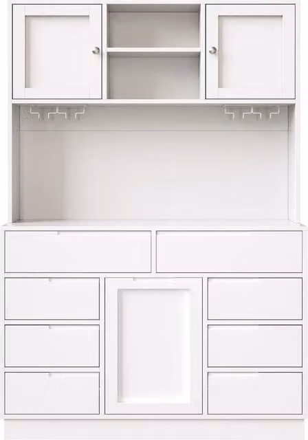 Armadio alto moderno bianco con 8 cassetti, ripiani regolabili e illuminazione LED smart 120×40×183,5 cm