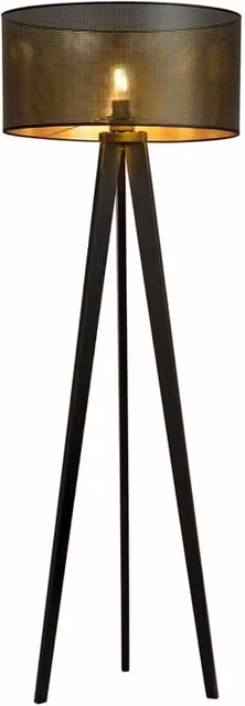 Piantana Moderno Drago Acciaio Nero Oro 1 Luce E27 Ip20