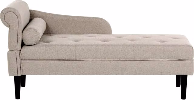 Chaise longue sinistra BELIANI in tessuto beige con imbottitura in schiuma e gambe in legno oliato, L/P/H: 240 x 151 x 72 cm