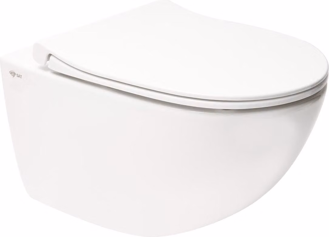 SAT Infinitio WC sospeso senza bordo con sedile SoftClose, bianco