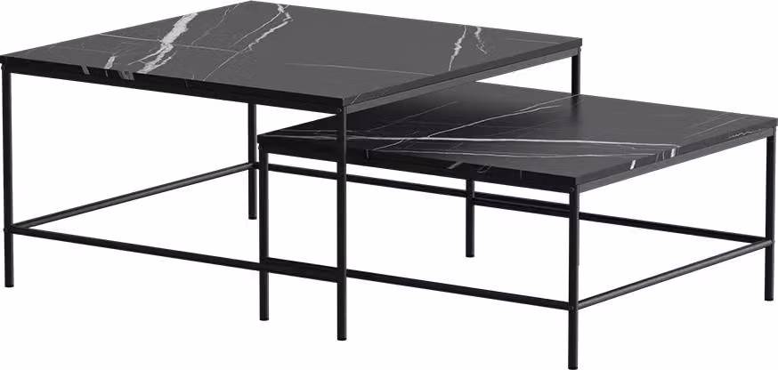 Tavolino da divano Vicco Ramio Marmo nero 80 x 80 cm 2 parti, Model 56191