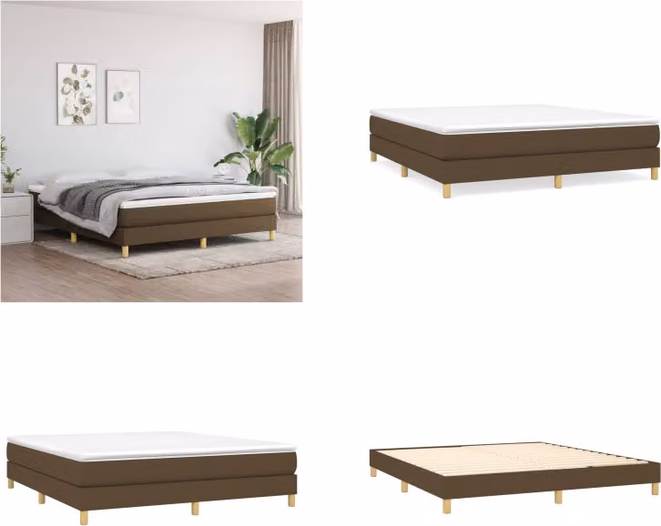 vidaXL Letto a molle in tessuto marrone scuro 160x200 cm - Letto a molle - Letti a molle - Letto - Mobili da camera da letto
