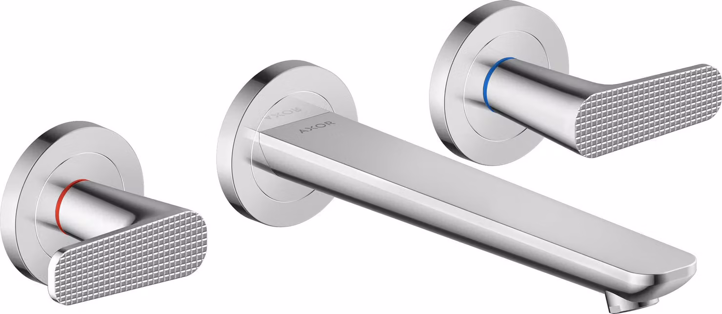 hansgrohe AXOR Citterio C robinetterie de lavabo 3 trous encastrée pour montage mural, bec 195mm, Cubic cut, 49071000, 49071000