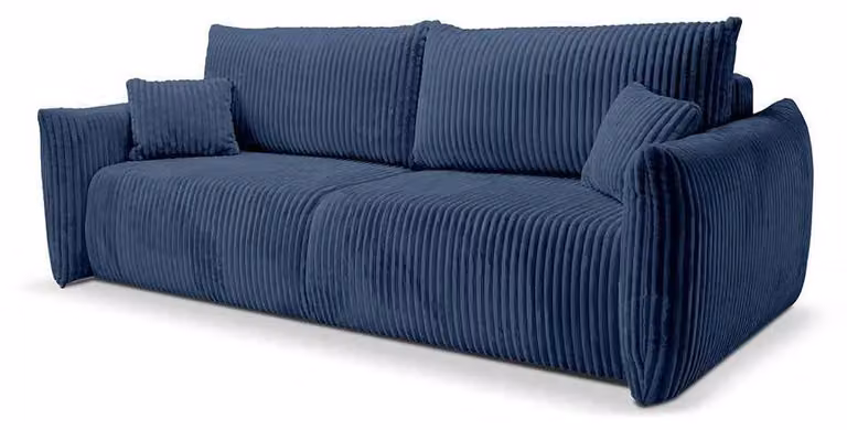 Divano a tre posti con funzione letto, modello Alloro, colore blu intenso