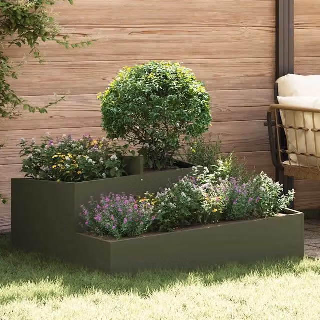 Vaso da giardino Verde Oliva 100 x 100 x 50 cm 873588