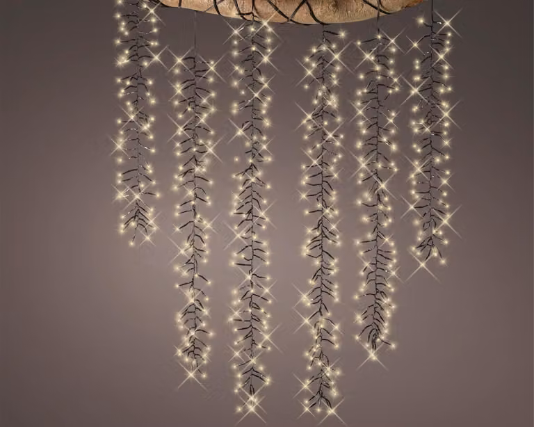 Fata a cascata, 200 cm, 480 LED - diodi bianchi caldi, classe energetica A, con timer e dimmer - 200 cm 480 LED