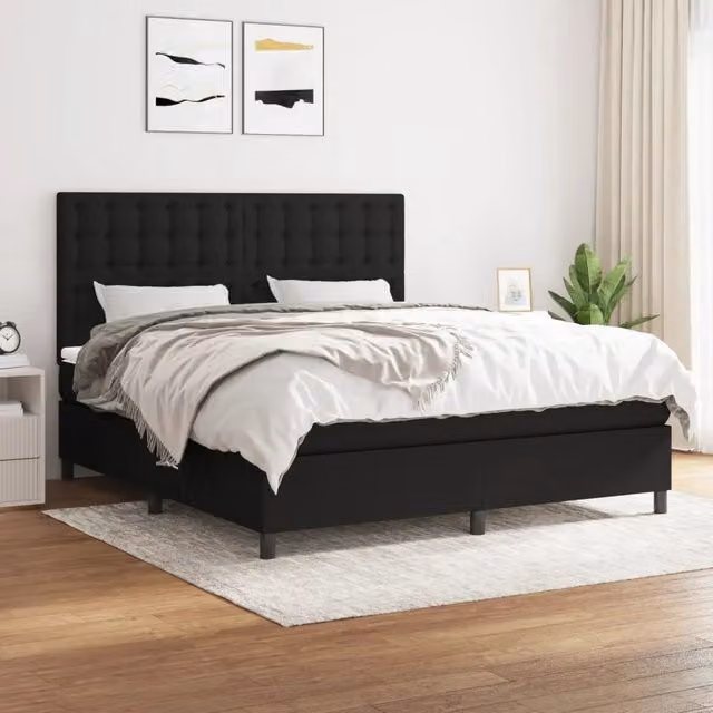 Letto Ibrido con Giroletto a Molle e Materasso vidaXL, Colore Nero e Bianco, L/P: 160 x 200 cm