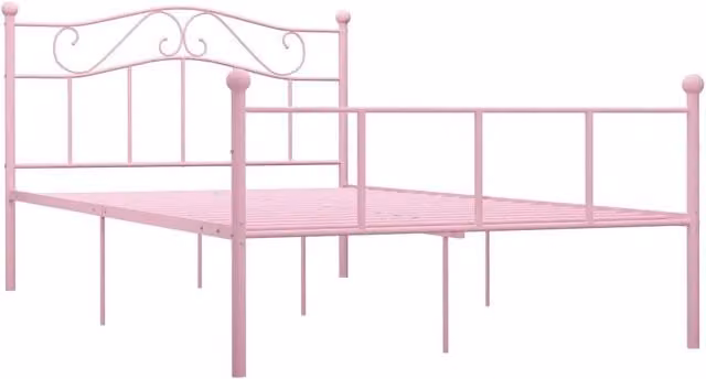 Letto con Giroletto in Metallo Rosa vidaXL L/P: 160 x 200 cm
