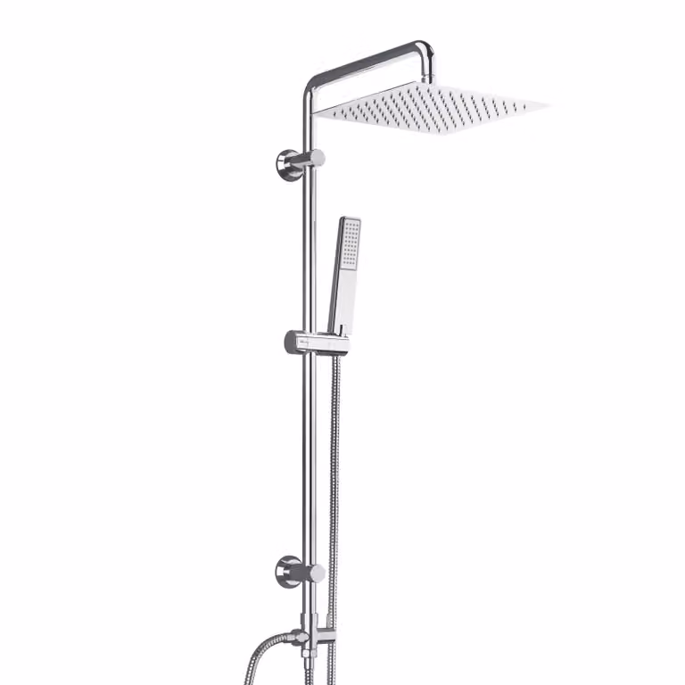 JOHO Colonna Doccia Acciaio Inox Senza Miscelatore Fori Muro Regolabili Set a Pioggia Con Doccetta a Mano in acciaio Inox e Soffione Doccia 20x20cm