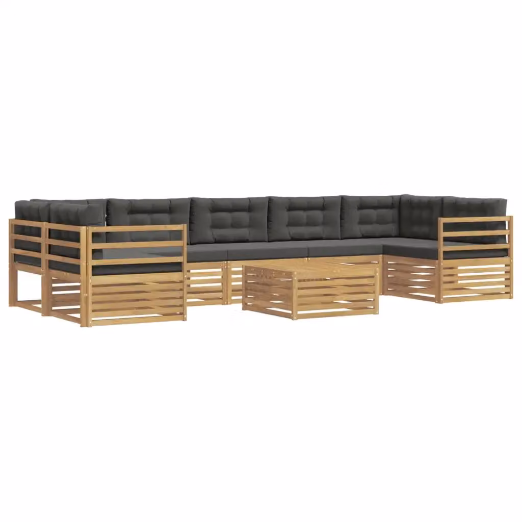 Set di divani da esterno a forma di U vidaXL in legno di acacia con cuscini Bianco e Antracite – 2