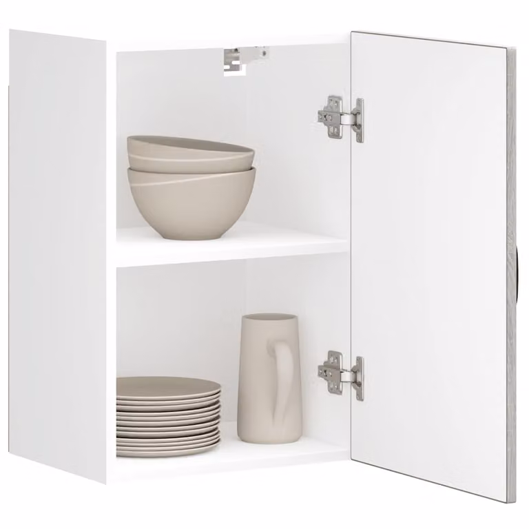 Pensile da cucina moderno vidaXL Kalmar in legno e MDF, Grigio e Bianco, L: 60 cm, H: 31 cm, P: 40 cm