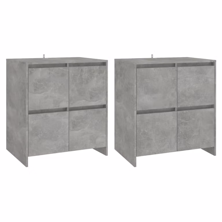 Credenze 2 pz Grigio Cemento 70x41x75 cm in Legno Multistrato