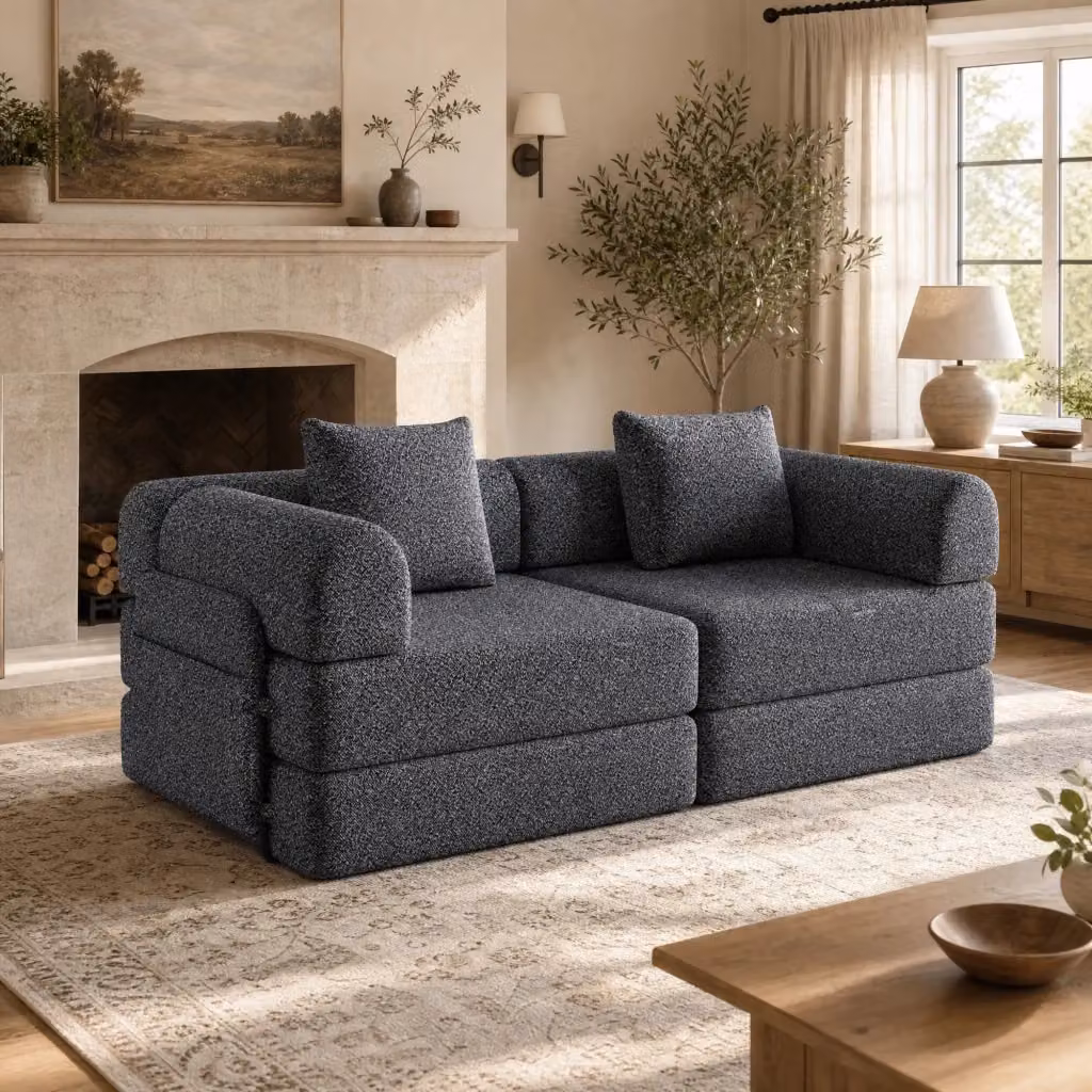Poltrona letto 2 in 1 Mivray in tessuto grigio con braccioli e struttura in metallo per adulti – 2