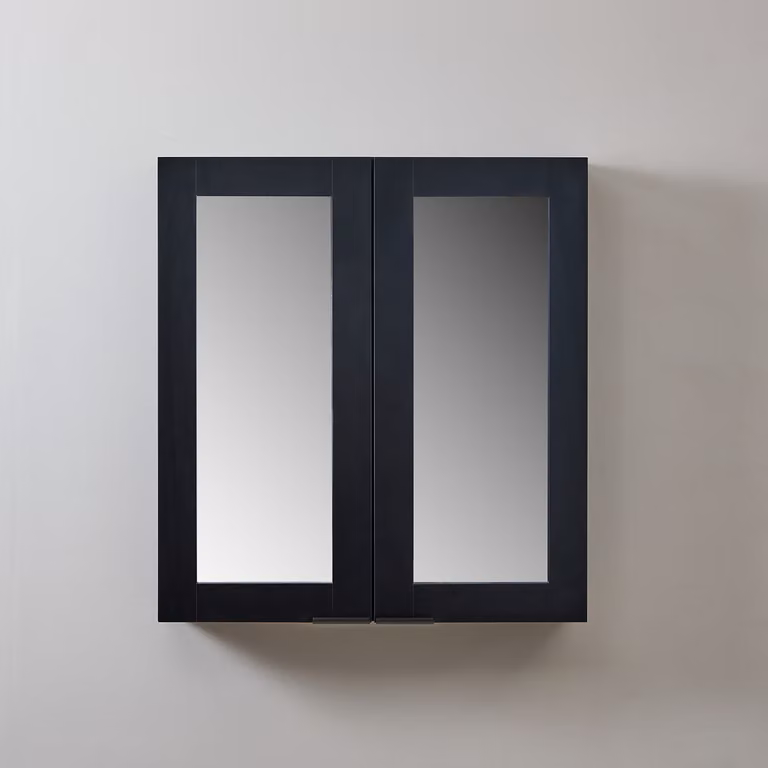Mobiletto a Specchio da 900mm x 650mm Nero Grigio - Completo di Maniglie con Impugnature a Dito Nere - Cluo