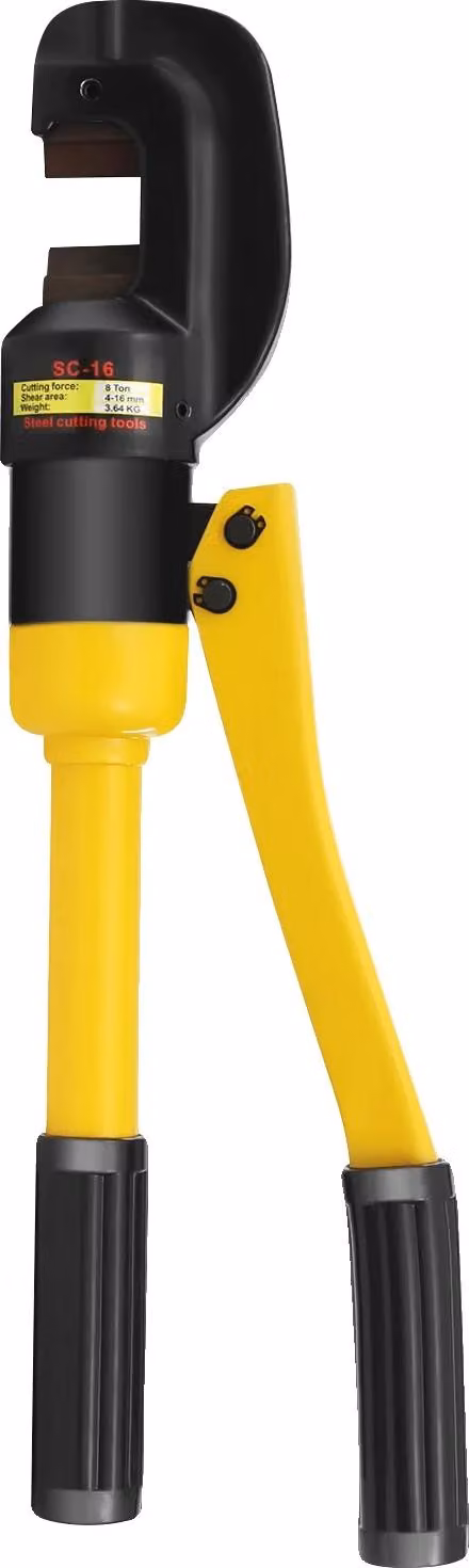 Taglierina idraulica per armature, forza di taglio di 8 tonnellate, utensile portatile, giallo nero