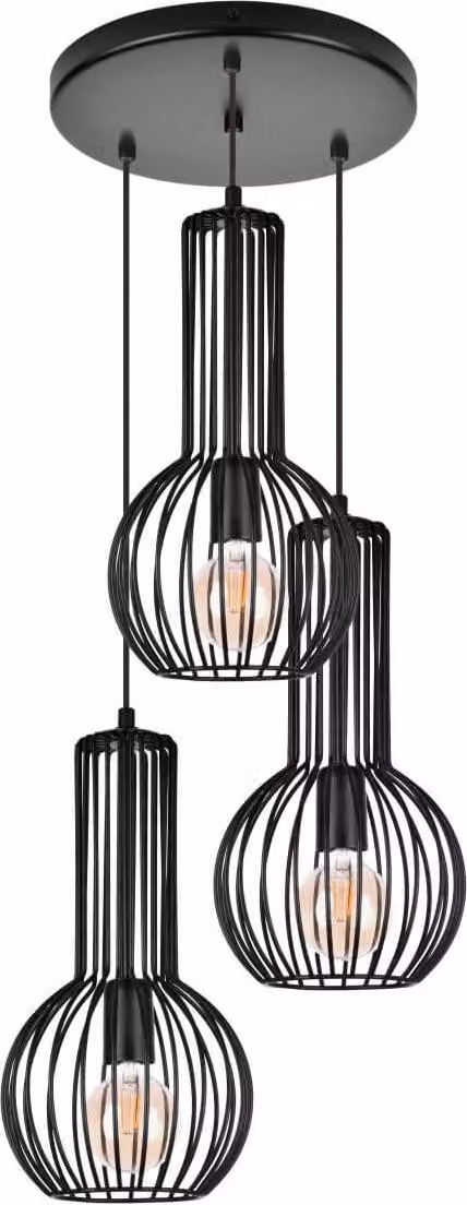 Lampada a sospensione moderna Bongo 2931/Z-B-3 LW3 nera E27 altezza regolabile 95 cm stile industriale