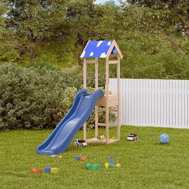 Set da Gioco da Esterno in Legno Massello di Pino con Scivolo, Sabbiera e Canopy Multicolore H: 195 cm, L: 194 cm, P: 45 cm – 1