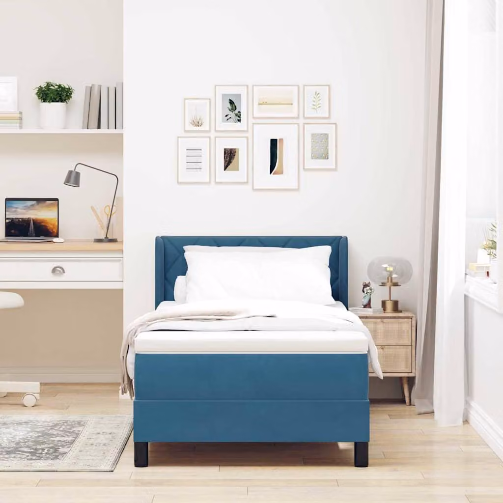 Maison Exclusive - Letto boxspring con testiera blu scuro 200 x 90 cm in velluto