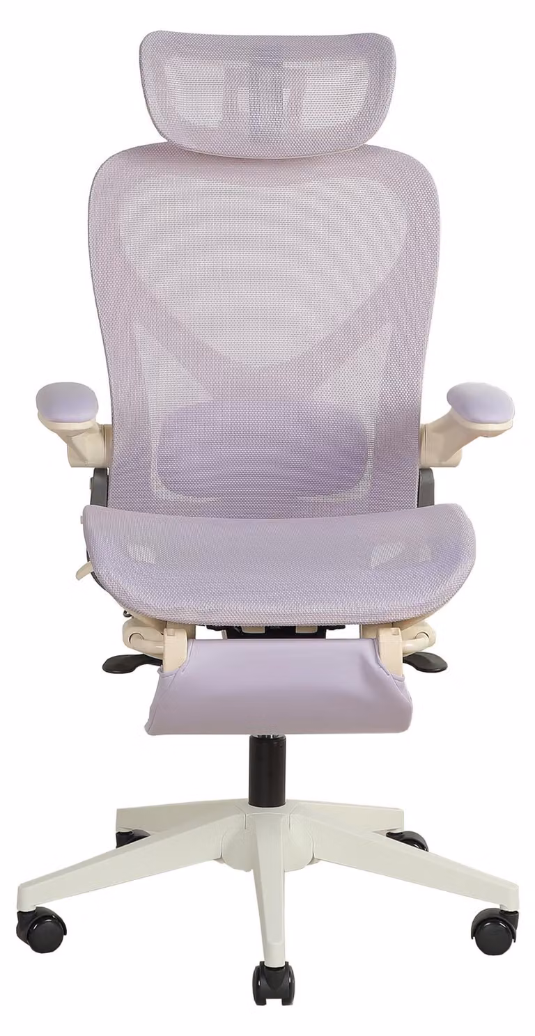 Sedia da ufficio ergonomica pieghevole, salvaspazio, con supporto lombare, imbottitura a rete, braccioli pieghevoli, poggiatesta 3D e poggiapiedi. Modello L3