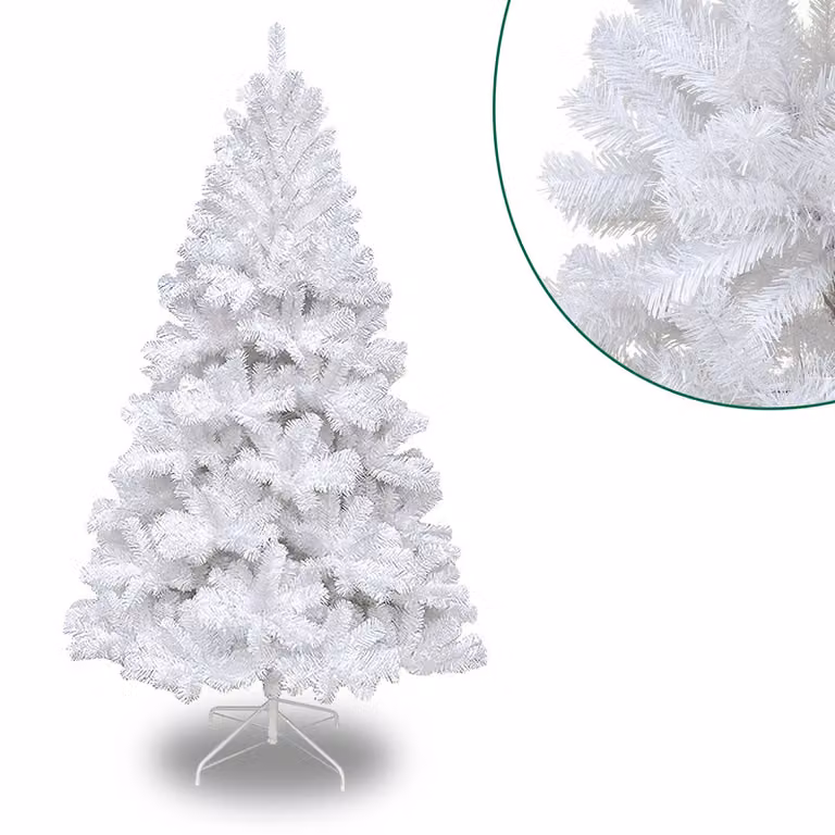 Jopassy Albero di Natale artificiale, abete con supporto, sistema pieghevole per albero di Natale artificiale, albero di Natale 500 punte aghi in PVC, bianco, 180cm