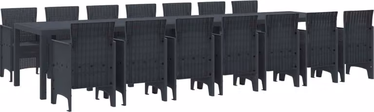 Set da pranzo da giardino con cuscini 15 pcs Antracite PP