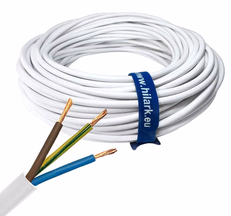 Cavo elettrico in PVC H05VV-F 3x1,5, colore bianco, bobina da 25 metri